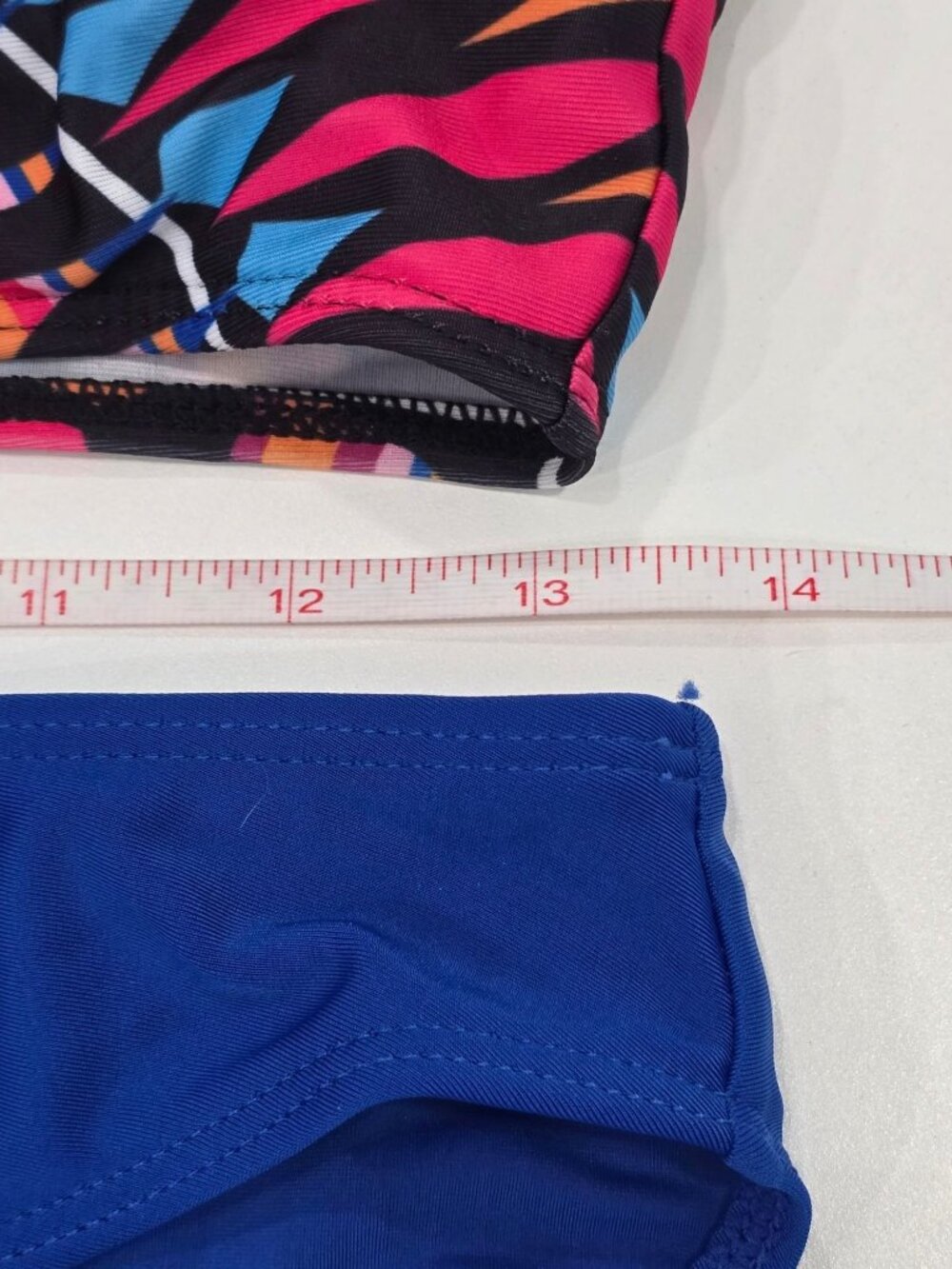 Tribal Print Bikini Set ✦ High-Neck Racerback Blue Bottoms ✦ Adjustable Stretch - Picture 6 of 8